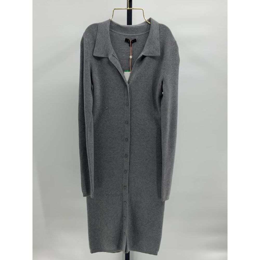 Quince Women's Eco-Knit Button-Up Sweater Dress Gray S